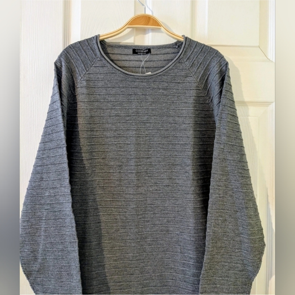 COOFANDY Women's Sweater Top Size Large Ribbed Long Sleeve Heather‎ Blue NWT